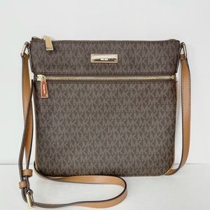 Michael Kors Jet Set Large Crossbody MK Logo Brown